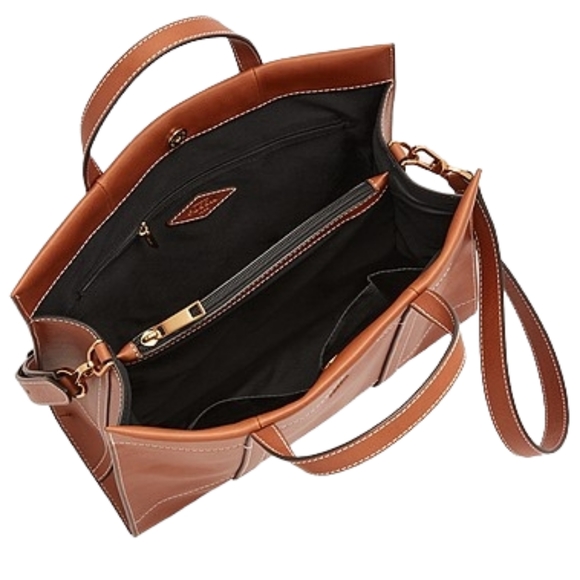 FOSSIL Carmen Shopper Tote Crossbody Leather Brandy Brown ZB7938213 - Picture 5 of 16